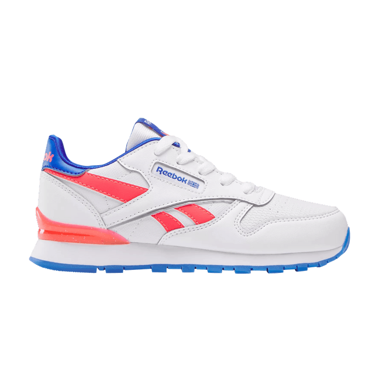 Reebok Classic Leather Step 'n' Flash Little Kid 'White Neon Cherry' — White/Electric Cobalt/Neon Cherry
