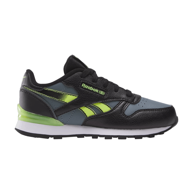 Reebok Classic Leather Step 'n' Flash Little Kid 'Black Grey Lime' — Black/Grey/Digital Lime