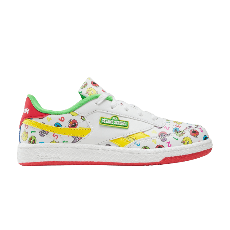 Sesame Street x Reebok Club C Revenge Little Kid 'Elmo and Friends' — White/Green/Yellow