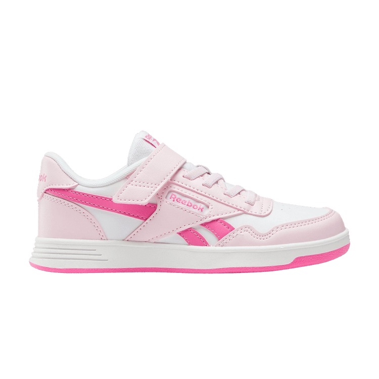 Reebok Court Advance Elastic Lace and Top Strap Little Kid 'Passion Pink Frosted Berry' — White/Passion Pink/Frosted Berry