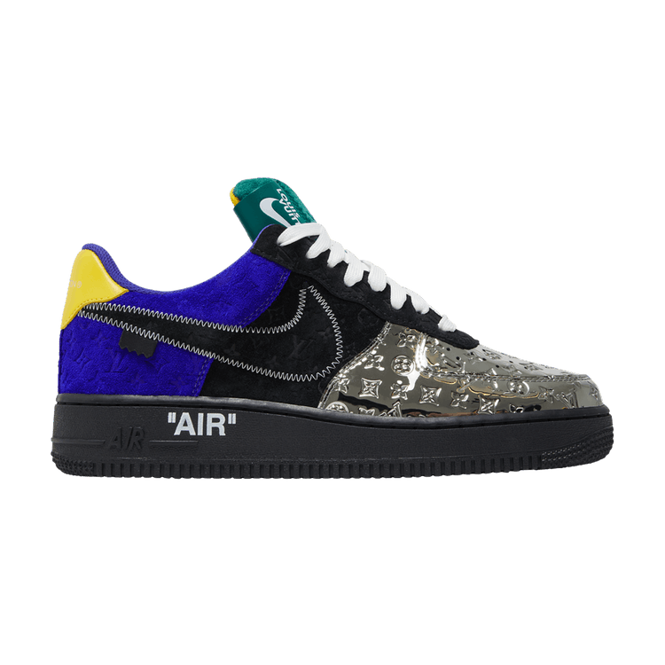 Louis Vuitton x Nike Air Force 1 Low 'Multi-Color Patchwork' — Metallic Silver/Black/Dark Purple Dusk/Topaz Gold