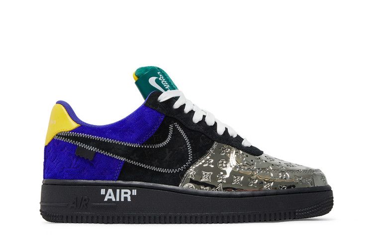 Louis Vuitton x Nike Air Force 1 Low 'Multi-Color Patchwork' — Metallic Silver/Black/Dark Purple Dusk/Topaz Gold (2)