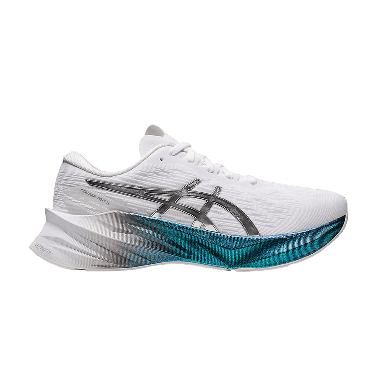 Asics Wmns Novablast 3 Platinum 'White Metallic Blue' — White/Pure Silver