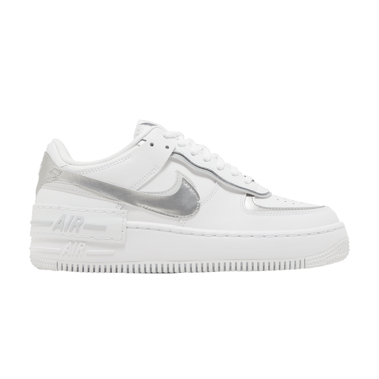 Nike Wmns Air Force 1 Shadow 'White Metallic Silver' — White/Pure Platinum/Blackened Blue/Metallic Silver