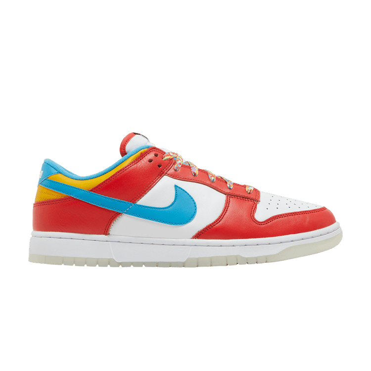 LeBron James x Fruity Pebbles x Nike Dunk Low — Habanero Red/Laser Blue/White
