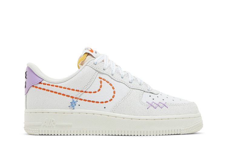 Nike Wmns Air Force 1 '07 SE '101' — White/Sail/Green Glow/Safety Orange (2)