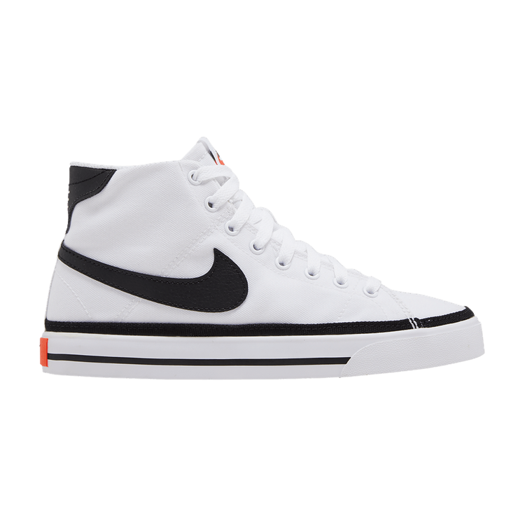 Nike Wmns Court Legacy Canvas Mid 'White Black' — White/Team Orange/Black