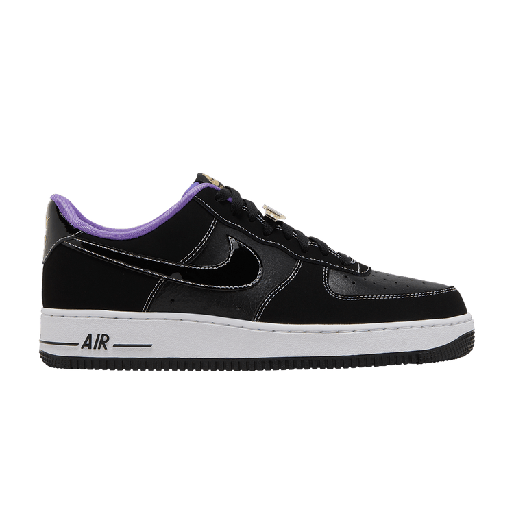 Nike Air Force 1 Low '07 LV8 EMB 'World Champ - Lakers' — Black/Iron Grey/White/Black