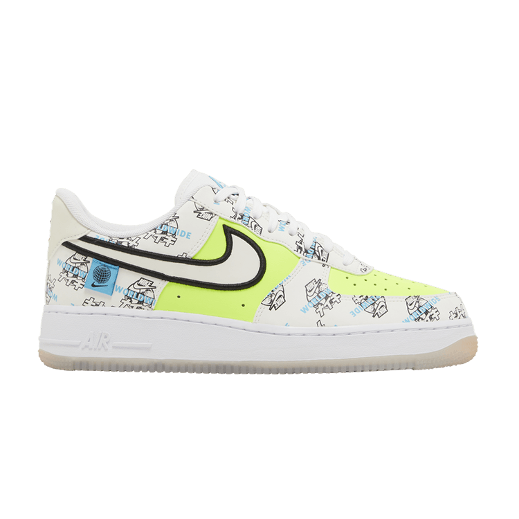 Nike Air Force 1 '07 LV8 'Worldwide Pack - Katakana' — White/White/Black/Volt/Blue Fury
