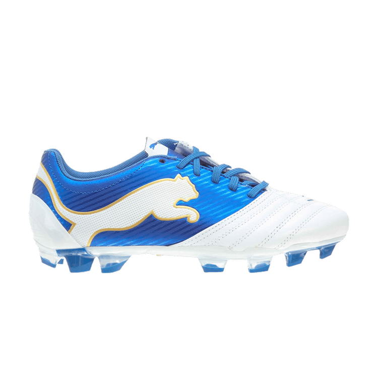 Puma Powercat 2.12 FG Jr 'Royal' — White/Royal/Team Gold