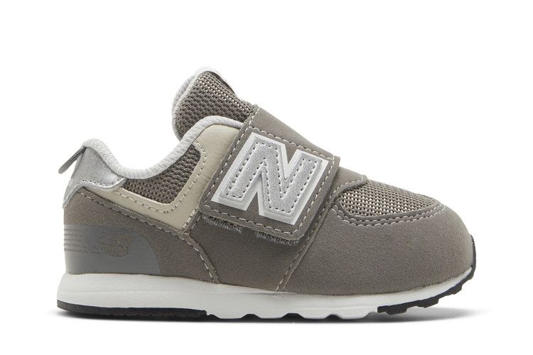 New Balance 574 New-B Hook &amp; Loop Toddler Wide 'Rain Cloud Silver Metallic' — Rain Cloud/Silver Metallic
