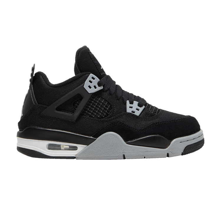 Air Jordan 4 Retro SE GS 'Black Canvas' — Black/White/Fire Red/Light Steel Grey
