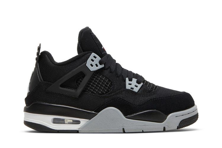 Air Jordan 4 Retro SE GS 'Black Canvas' — Black/White/Fire Red/Light Steel Grey