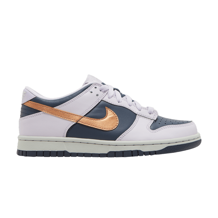 Nike Dunk Low SE GS 'Copper Swoosh' — Thunder Blue/Barely Grape/Violet Frost/Metallic Copper