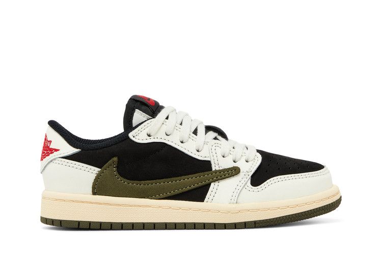 Travis Scott x Air Jordan 1 Retro Low OG SP PS 'Olive' — Sail/University Red/Black/Medium Olive