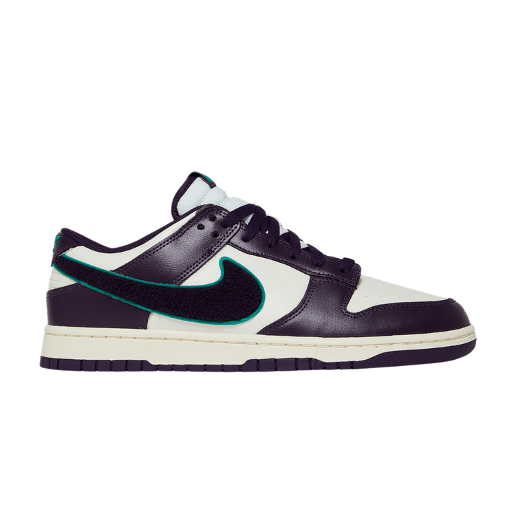 Nike Men's Dunk Low 'Chenille Swoosh - Grand Purple' — Sail/Neptune Green/Grand Purple/Grand Purple