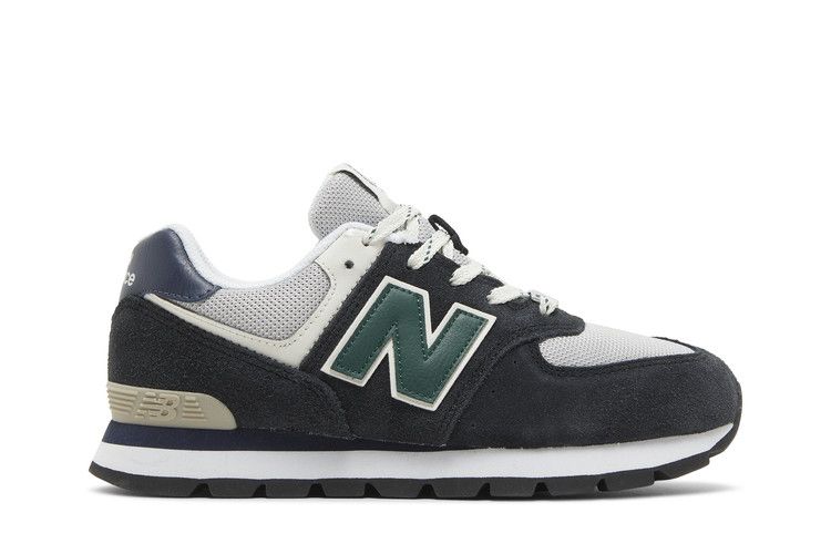 New Balance 574 Big Kid 'Black Nightwatch Green' — Black/Navy/Nightwatch Green