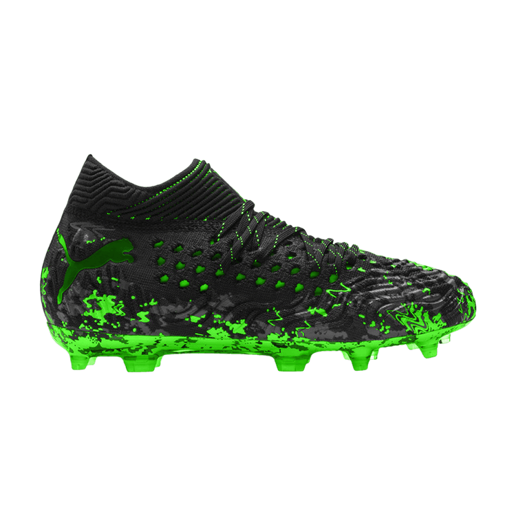 Puma Future 19.1 Netfit FG AG Jr 'Black Green Gecko' — Black/Charcoal Grey/Green Gecko