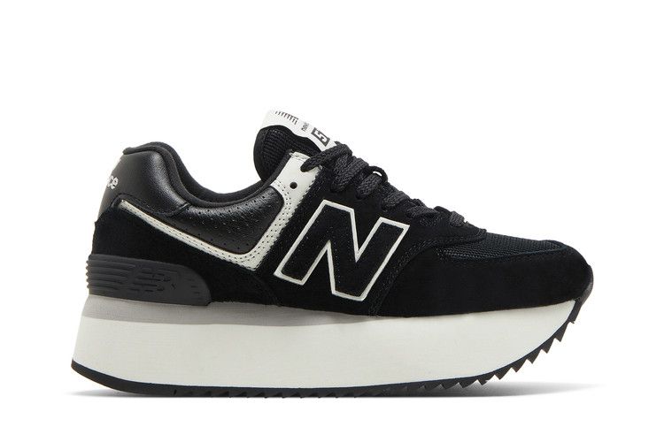 New Balance Wmns 574+ 'Black White' — Black