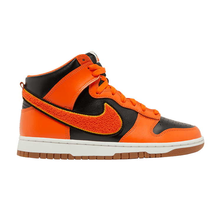 Nike Dunk High 'Chenille Swoosh - Safety Orange' — Black/University Gold/Summit White/Safety Orange