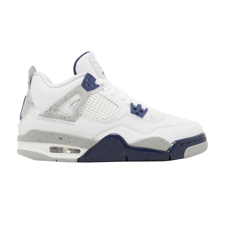 Air Jordan 4 Retro GS 'Midnight Navy' — White/Midnight Navy/Light Smoke Grey/Fire Red