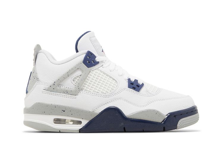 Air Jordan 4 Retro GS 'Midnight Navy' — White/Midnight Navy/Light Smoke Grey/Fire Red