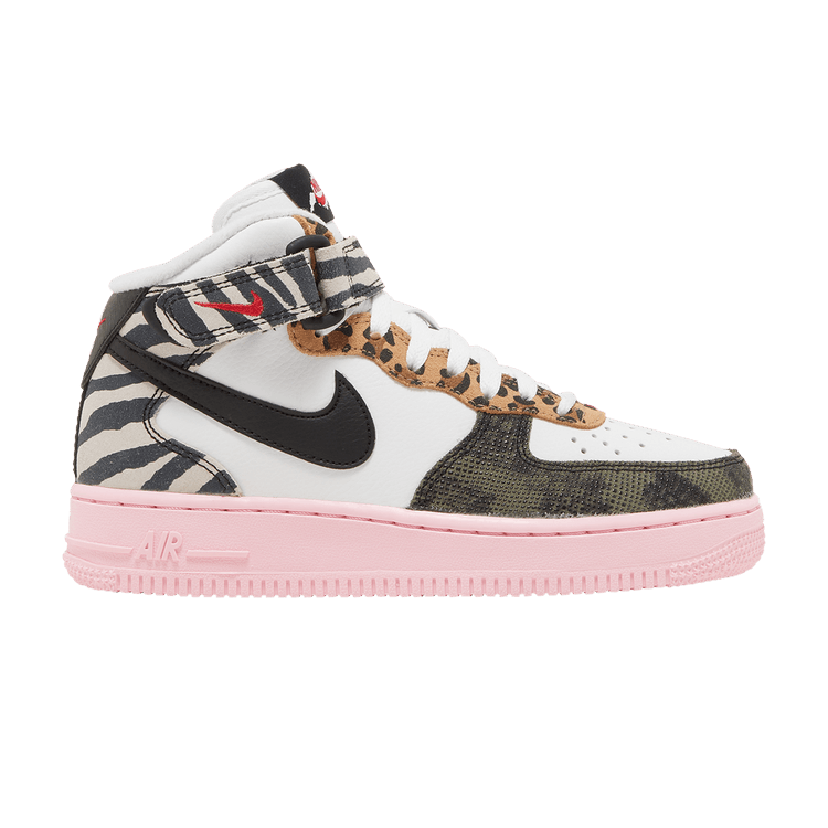 Nike Wmns Air Force 1 Mid 'Tunnel Walk' — White/Medium Soft Pink/University Red/Black