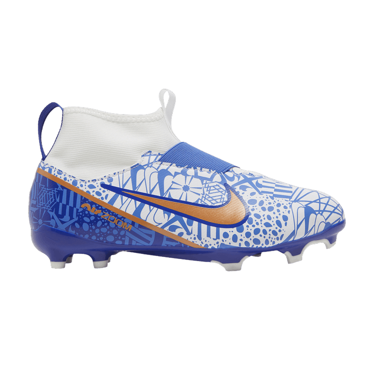 Nike Zoom Mercurial Superfly 9 Academy CR7 MG GS 'Azulejo' — White/Concord/Medium Blue/Metallic Copper