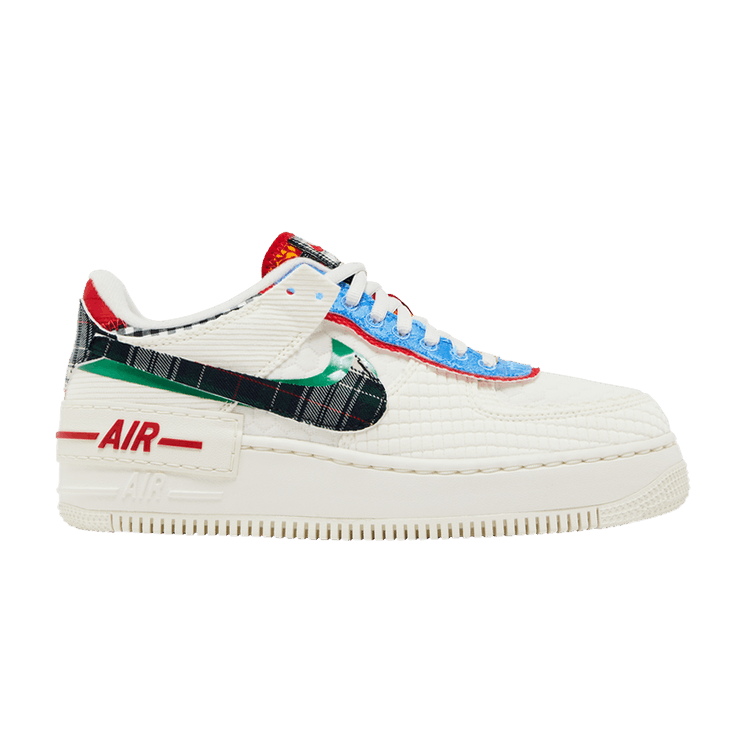 Nike Wmns Air Force 1 Shadow 'Multi-Material' — Sail/Classic Green/University Blue/Multi-Color