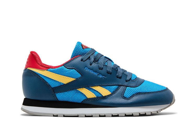 DC Comics x Reebok Classic Leather Big Kid 'Superboy and Supergirl' — Upbeat Blue/Redtastic/Hazy Yellow