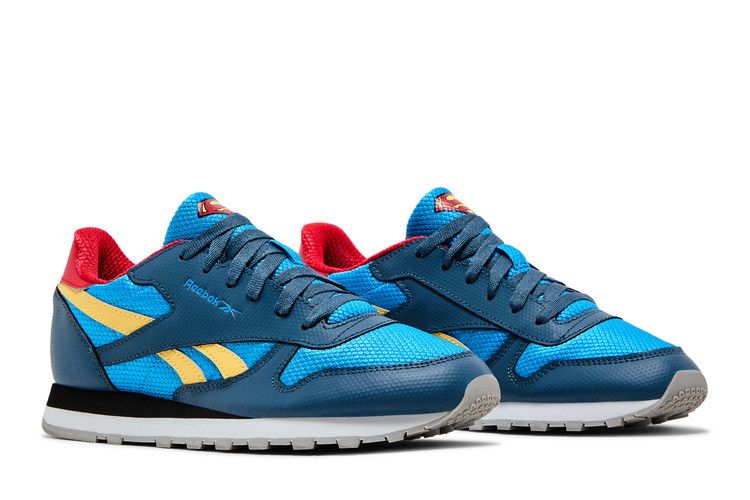 DC Comics x Reebok Classic Leather Big Kid 'Superboy and Supergirl' — Upbeat Blue/Redtastic/Hazy Yellow