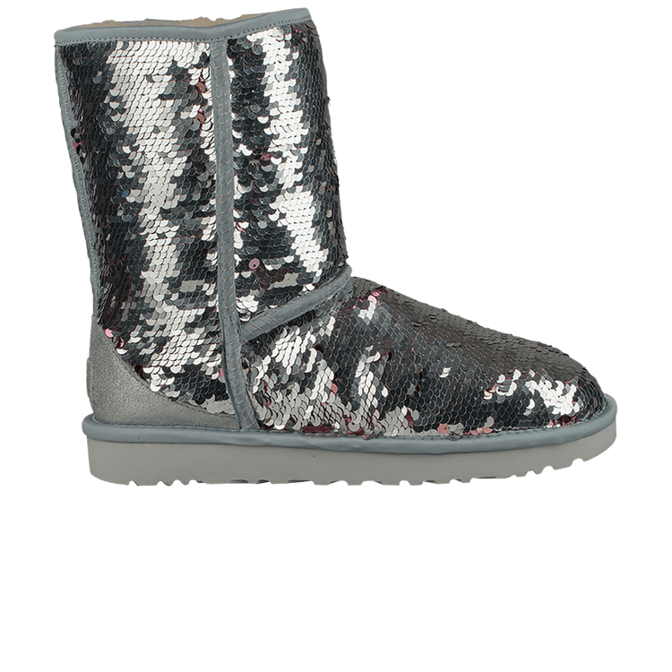 UGG Wmns Classic Short Boot 'Sequin - Silver' — Silver