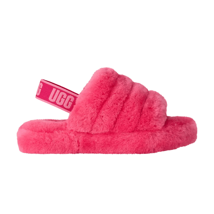 UGG Fluff Yeah Slide Kids 'Deep Coral Sachet Pink' — Deep Coral/Sachet Pink
