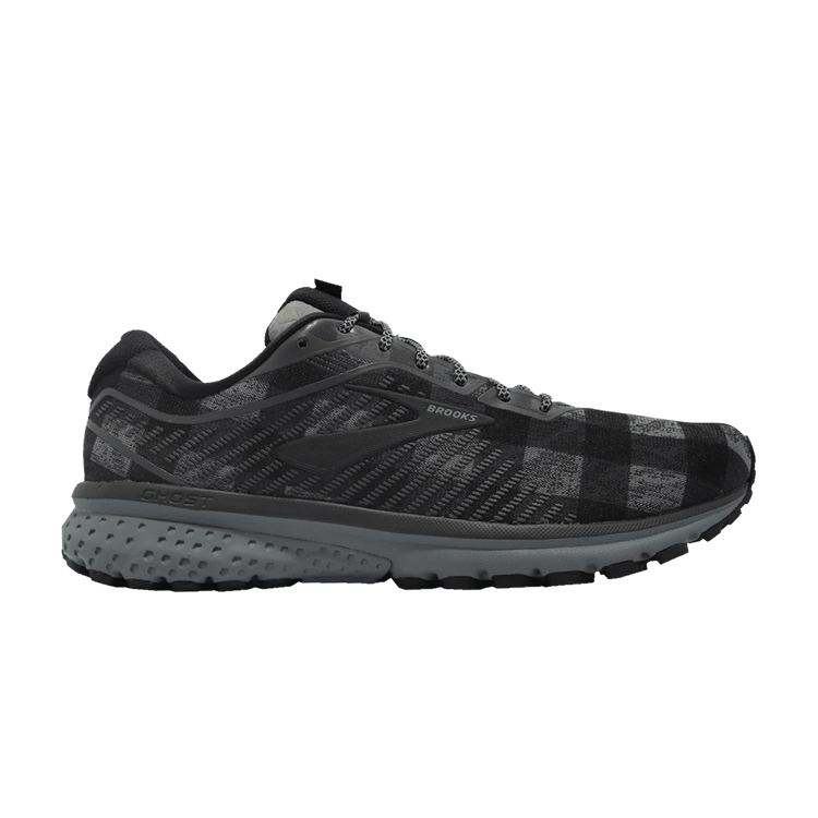 Brooks Ghost 12 'Black Flannel Plaid' — Black/Grey