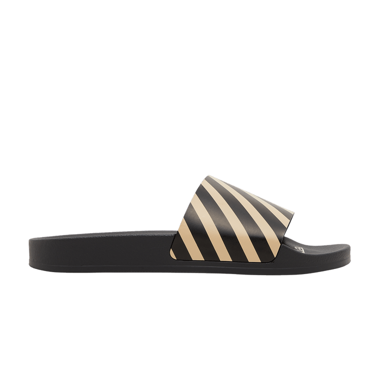Off-White Sliders 'Diagonal Stripe - Black Beige' — Black/Beige