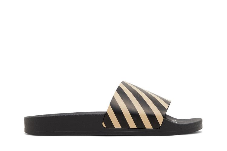 Off-White Sliders 'Diagonal Stripe - Black Beige' — Black/Beige