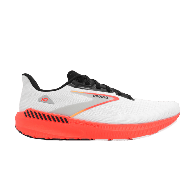 Brooks Launch GTS 10 'White Fiery Coral' — Blue/Black/Fiery Coral