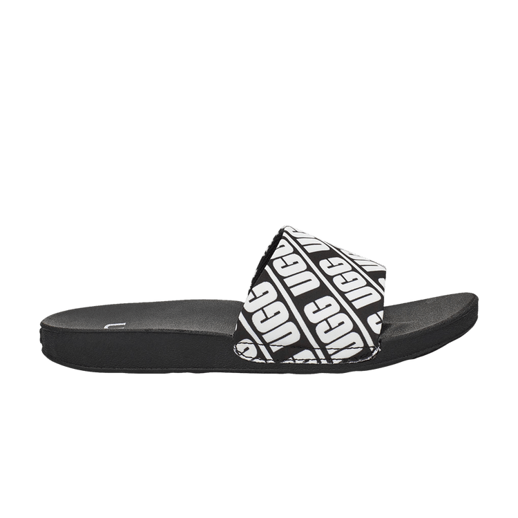 UGG Beach Slide Kids 'Repeat Graphic - Black White' — Black/White