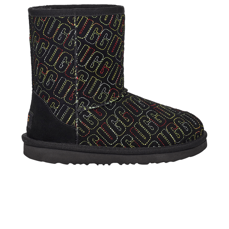 UGG Classic II Boot Kids 'Graphic Stitch - Black' — Black