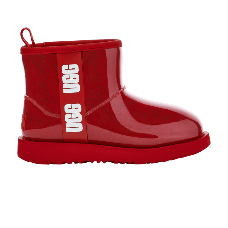 UGG Wmns Classic Clear Mini Boot 'Samba Red' — Samba Red/White