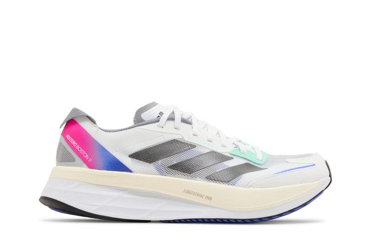 adidas Adizero Boston 11 'White Lucid Blue Fuchsia' — Cloud White/Core Black/Lucid Blue
