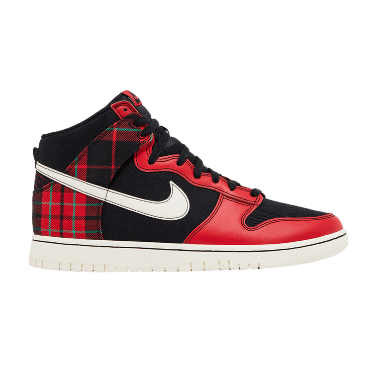 Nike Dunk High SE 'Tartan Plaid' — Black/University Red/Stadium Green/Pale Ivory