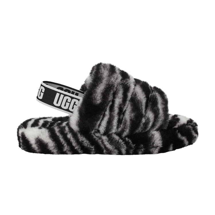 UGG Fluff Yeah Slide Kids 'Zebra' — Black/White