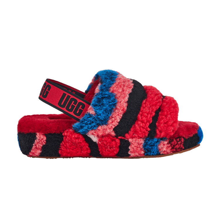 UGG Wmns Fluff Yeah Slide 'Cali Collage - Red' — Cali Collage/Red