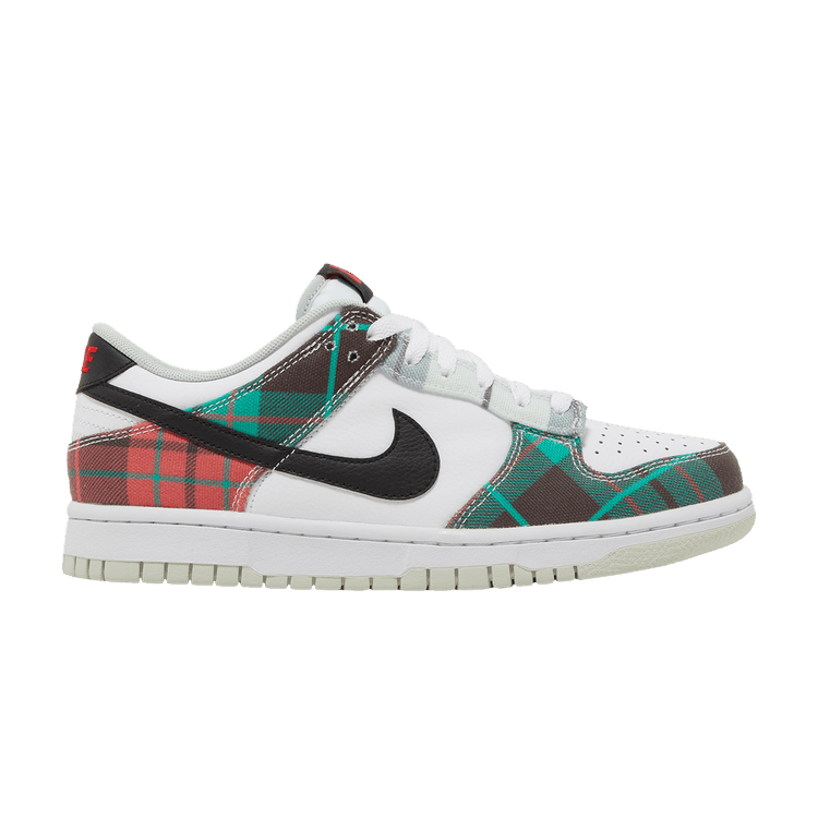 Nike Dunk Low SE GS 'Tartan Plaid' — White/White/University Red/Black