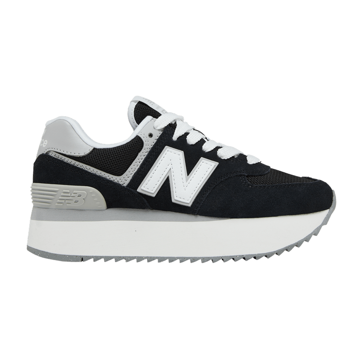 New Balance Wmns 574+ 'Black White' — Black/Rain Cloud/White
