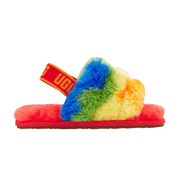 UGG Fluff Yeah Slide Toddler 'Cali Collage - Rainbow Stripes' — Rainbow Stripes