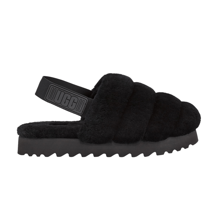 UGG Wmns Super Fluff Slipper 'Black' — Black