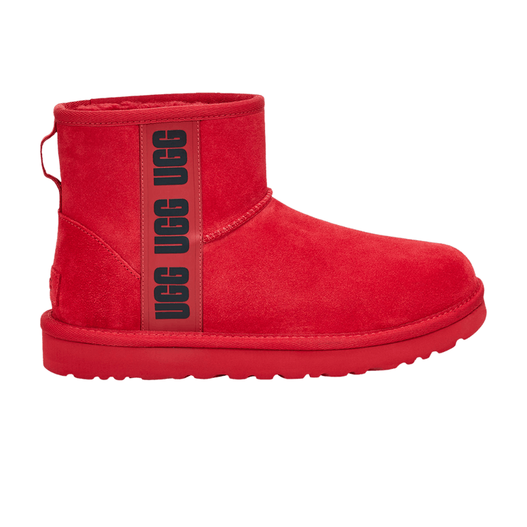 UGG Wmns Classic Mini 'Side Logo - Samba Red' — Samba Red/Black