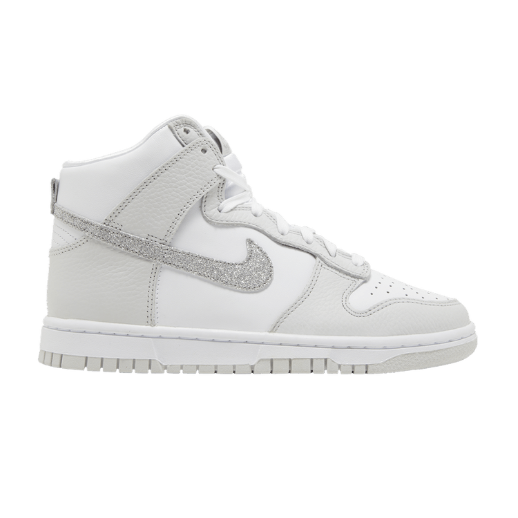 Nike Wmns Dunk High 'Silver Glitter Swoosh' — White/Photon Dust/Metallic Silver